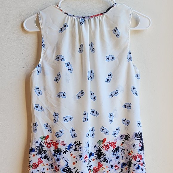Rose & Olive White/Navy/Red Floral Sleeveless Blouse Size Small - Picture 11 of 12